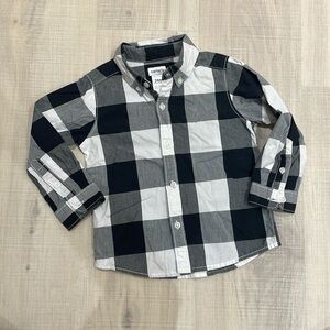 24m black and white plaid dress shirt - cotton